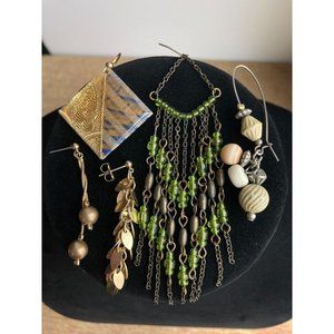 Set of 5 Different SINGLE Bohemian Unisex Dangle Drop Earrings